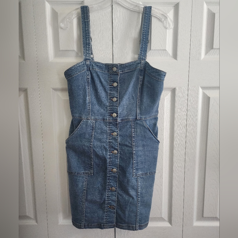 H&M Divided Denim Overall Dress Size 8